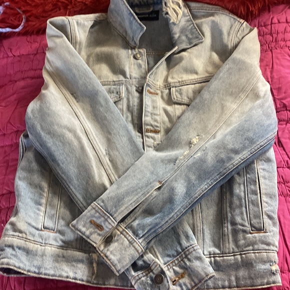 NWOT The Kooples Destroyed Denim Jacket light wash jean coat - Picture 17 of 17